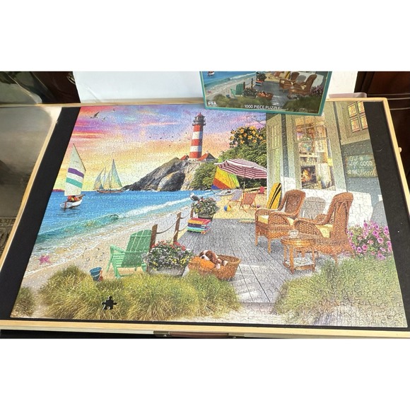 White Mountain Other - WHITE MOUNTAIN "Beach Vacation" 1000 Piece Puzzle Larger Pieces Pre-Owned